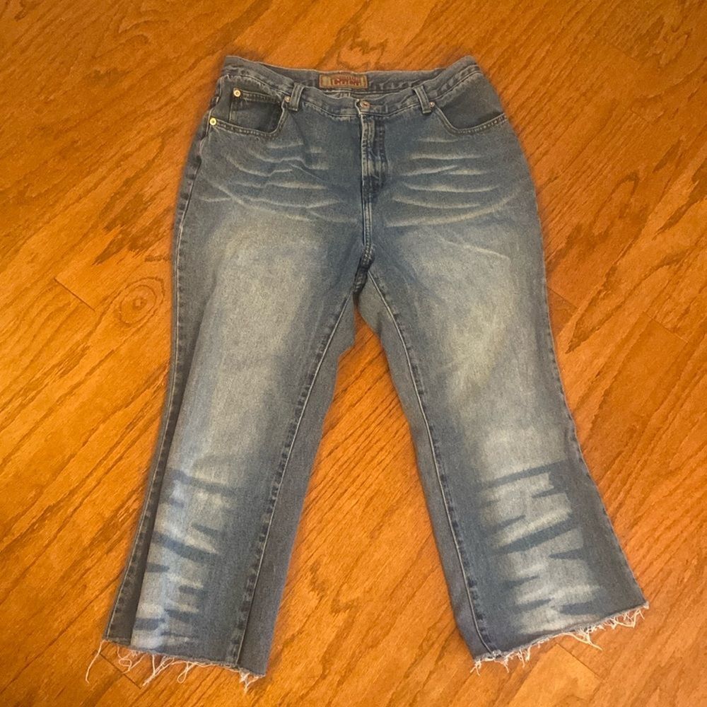 Coco Ankle length or roll up jeans, wide, leg, high waist, size 14 W